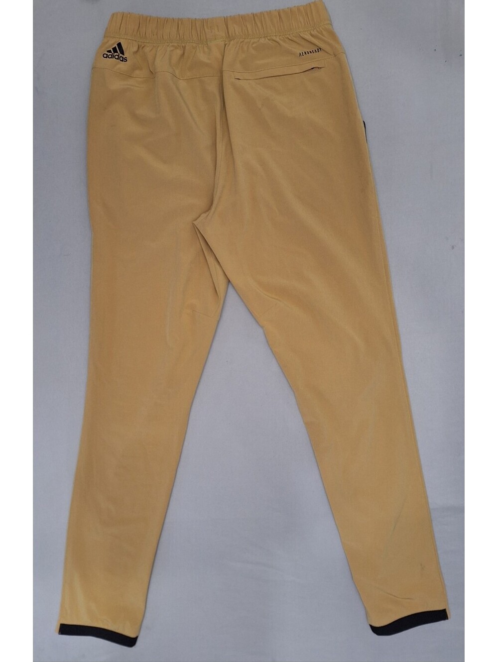 Adidas Aeroready Track Pant Joggers Mens Small Zip Pockets Tapered Gold Beige